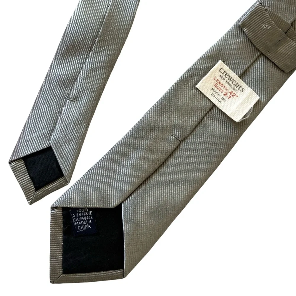 Crewcuts Boys Tie Necktie 42” Sz 2-7 Gray Blue Car Embroidered 100% Silk Kids